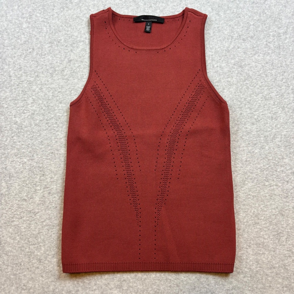 White House Black Market Tank Top Womens Small Rust Red Pointelle Knit Top